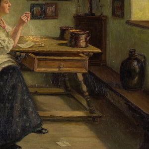 Alexander Rau, Interior Scene With Woman Sewing