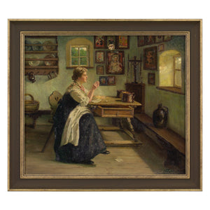 Alexander Rau, Interior Scene With Woman Sewing