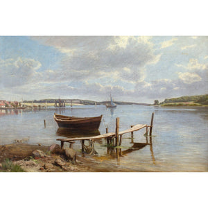 Niels Frederik Schiottz-Jensen, Coastal View With Moore Fishing Boat