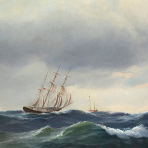 Carl Ludwig Bille, Seascape With Ships & Turbulent Sea