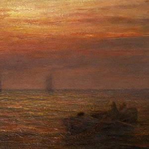 Nicholas Percy Fox, Tranquil Seascape With Sunset & Fishing Boats