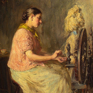 Sir George Ogilvy Reid, Interior Scene With Woman & Spinning Wheel
