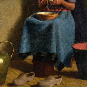 Wilhelm Gdanietz, Interior With Woman Peeling Potatoes