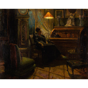 Carl Hornung-Jensen, Living Room Interior With Seated Woman