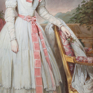 19th-Century English School, Portrait Of A Young Lady With A Pink Sash