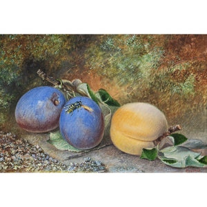 Mary A Hull, Still Life With Plums, Peach & Wasp