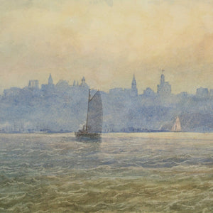 Early 20th-Century British School, Seascape With City Skyline