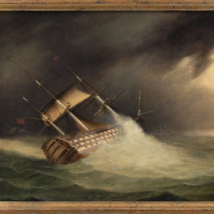 19th-Century English School, HMS Hibernia In Choppy Waters Off Cape Finisterre