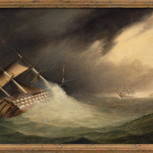 19th-Century English School, HMS Hibernia In Choppy Waters Off Cape Finisterre