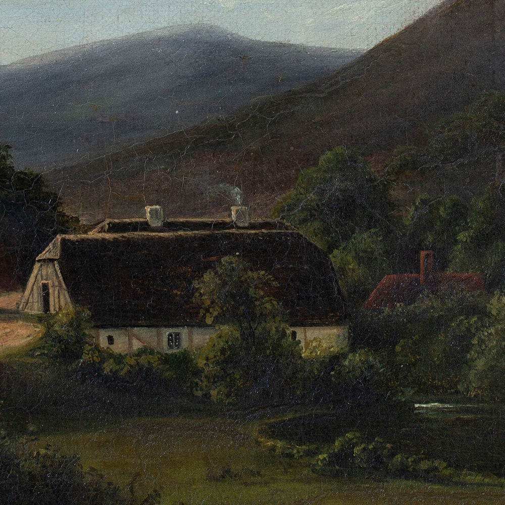 Attr. Frederik Christian Kiaerskou, Farmhouses With Track & Distant Mountains