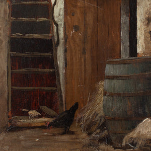19th-Century French School, Barns With Chickens