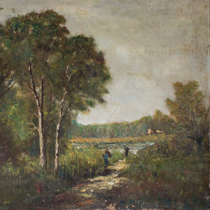 19th-Century Barbizon School Landscape With Figures