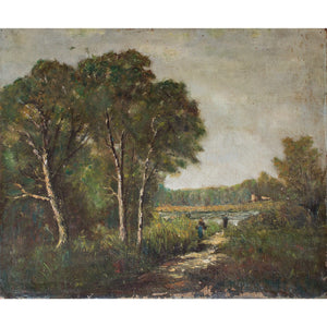 19th-Century Barbizon School Landscape With Figures