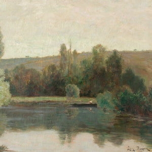 Léon Barotte, A Morning View With Fisherman & Lake