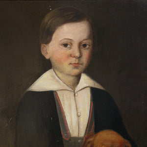 Portrait Of A Boy With A Dachshund