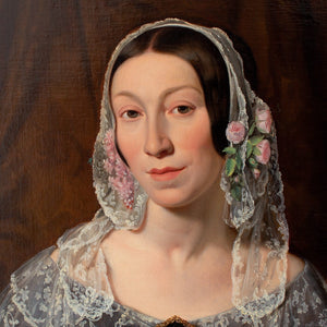 Moritz Calisch, Portrait Of A Lady With A Floral Bonnet