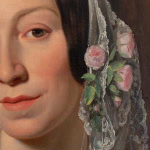 Moritz Calisch, Portrait Of A Lady With A Floral Bonnet