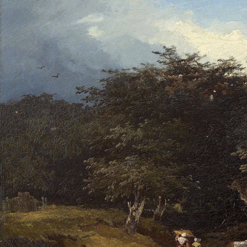 Reserved - Henry William Carter, Rural Landscape With Figures Collecting Kindling