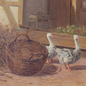 Wilhelm Dahlbom, Farmyard Scene With Geese