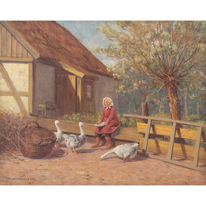 Wilhelm Dahlbom, Farmyard Scene With Geese