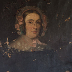 Portrait Of A Lady In A Floral Bonnet
