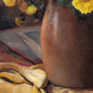Maurice Ehlinger, Still Life With Yellow Chrysanthemums & Vase
