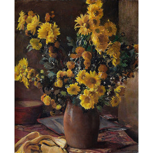 Maurice Ehlinger, Still Life With Yellow Chrysanthemums & Vase