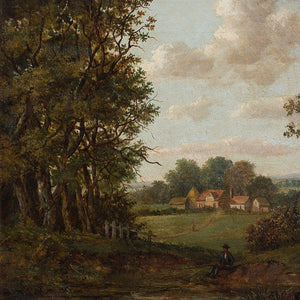 English School Wooded Landscape With Cottages