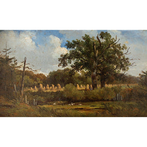 Dutch School, Rural Scene With Oak Tree, Swans & Field-Hands