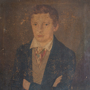 19th-Century French School Portrait Of A Young Man With A Patterned Cravat