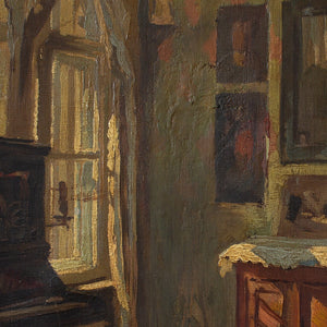 Axel Gøtze, Interior Scene With Piano & Paintings