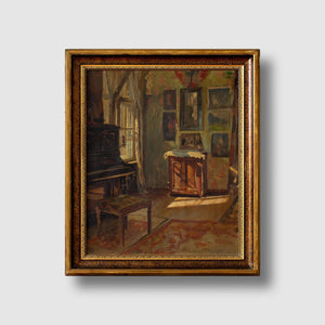 Axel Gøtze, Interior Scene With Piano & Paintings