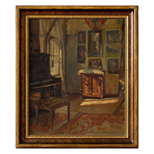 Axel Gøtze, Interior Scene With Piano & Paintings