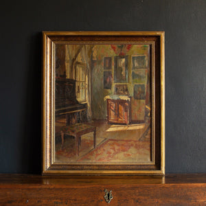 Axel Gøtze, Interior Scene With Piano & Paintings