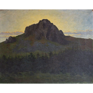 German School Landscape With Mountain View & Sunset