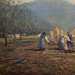 William E Johnson, Italian Landscape With Women Harvesting