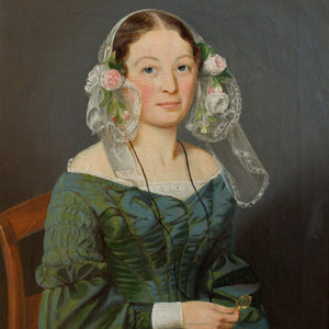 Portrait Of A Woman Holding A Golden Lorgnette