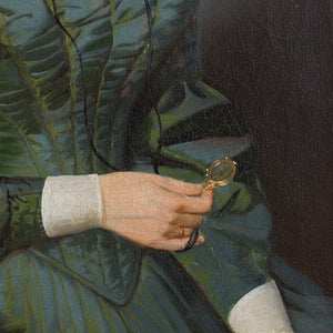 Portrait Of A Woman Holding A Golden Lorgnette