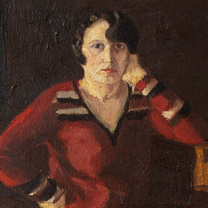 Reserved - Henri Mathy, Portrait Of A Woman In A Red Skirt