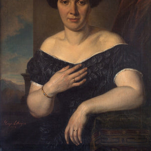 August Georg Mayer, Portrait Of A Lady With A Black Dress