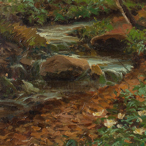 Carl Milton Jensen, Forest Scenery With Chaffinches & Stream