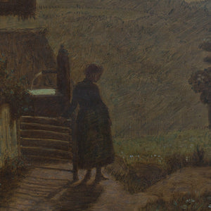 Nocturne With Woman, Cottage and Full Moon