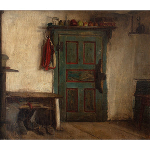 Hugo Oehmichen, Cottage Interior With Green Door & Tunic