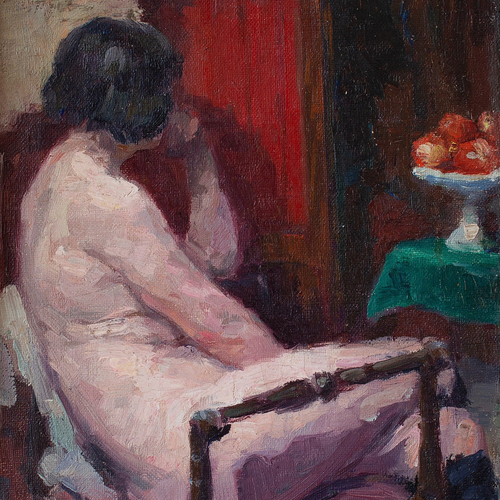Oswald Poreau, Seated Nude In Leather Boots