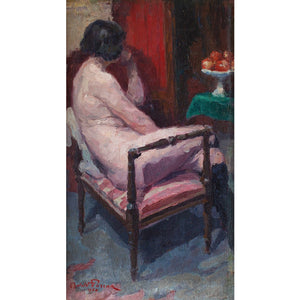 Oswald Poreau, Seated Nude In Leather Boots
