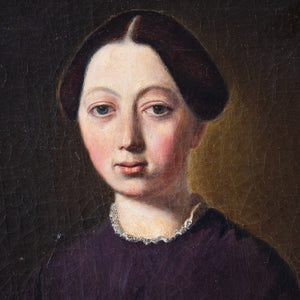 Reserved - 19th-Century German School Portrait Of A Lady With A Book