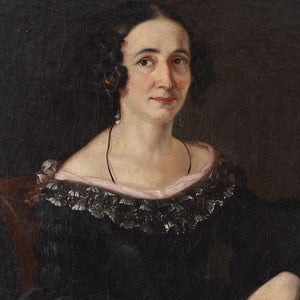 19th-Century French School Portrait Of A Lady With A Lace Collar
