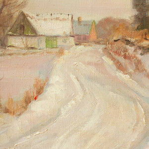 Harald Pryn, Winter Landscape With Track & Buildings