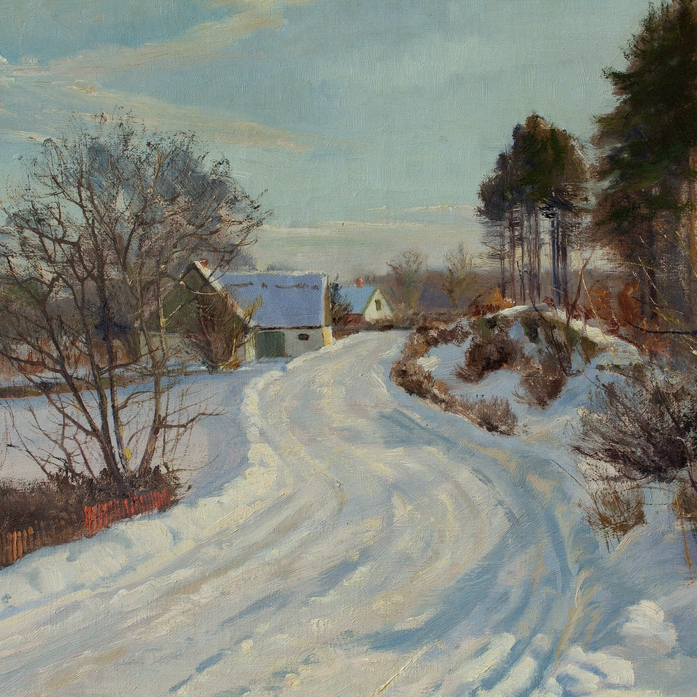 Harald Pryn, Winter’s Day With Snowy Track Near Hösterköb, Denmark