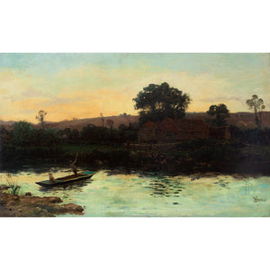19th-Century River Landscape With Sunset